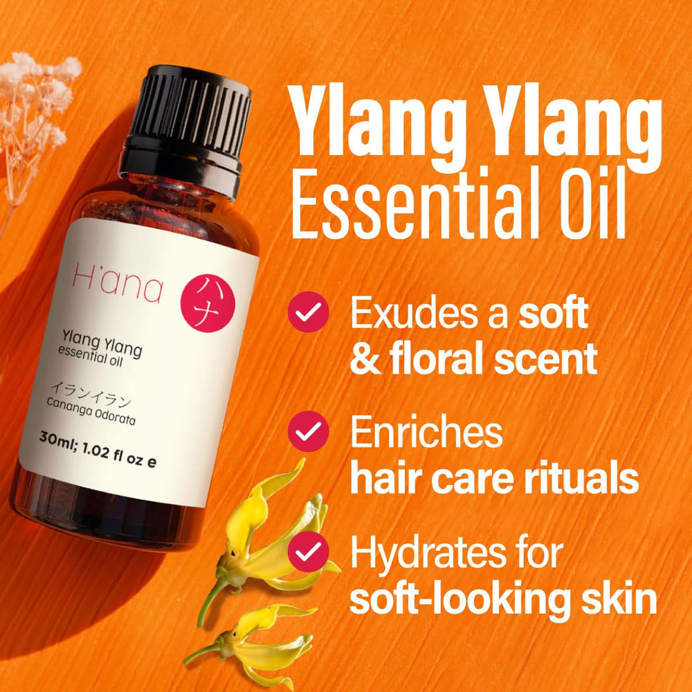 Hair treatment with Ylang Ylang essential oil on ends