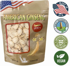 Hand-selected large ginseng slices on a wooden board