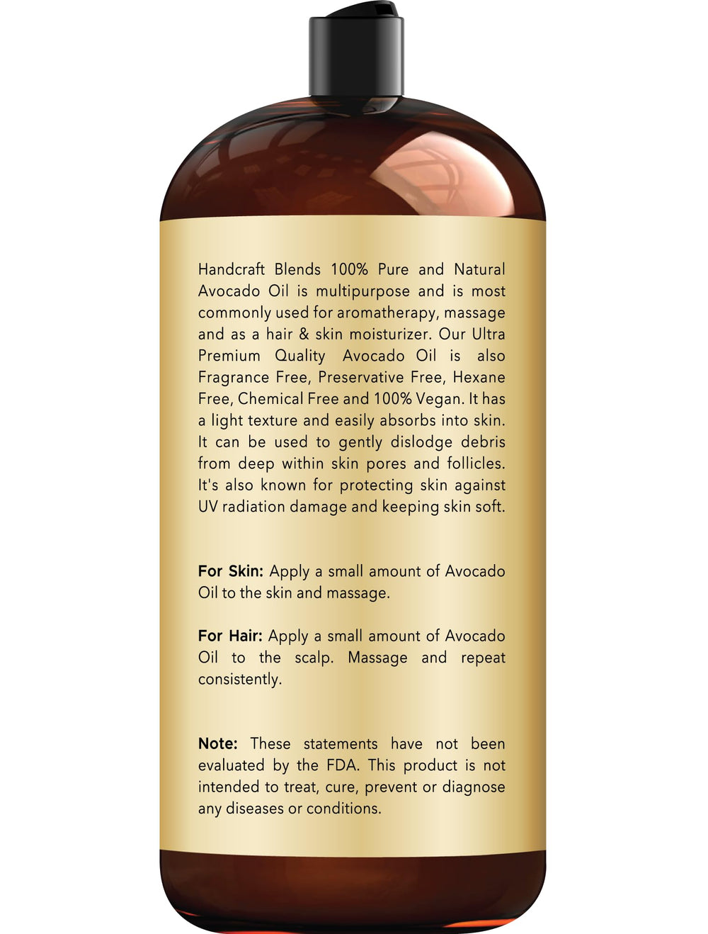 Golden avocado oil in a glass bottle