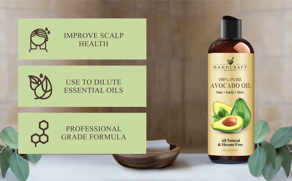 Avocado oil bottle with label - hexane-free