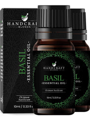Handcraft Blends Basil Essential Oil 0.33 fl oz bottle in amber glass – pack of 2