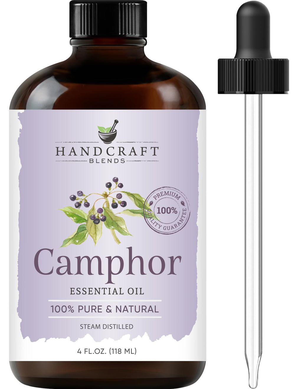 Handcraft Blends Camphor Essential Oil in an amber glass bottle (4 oz)