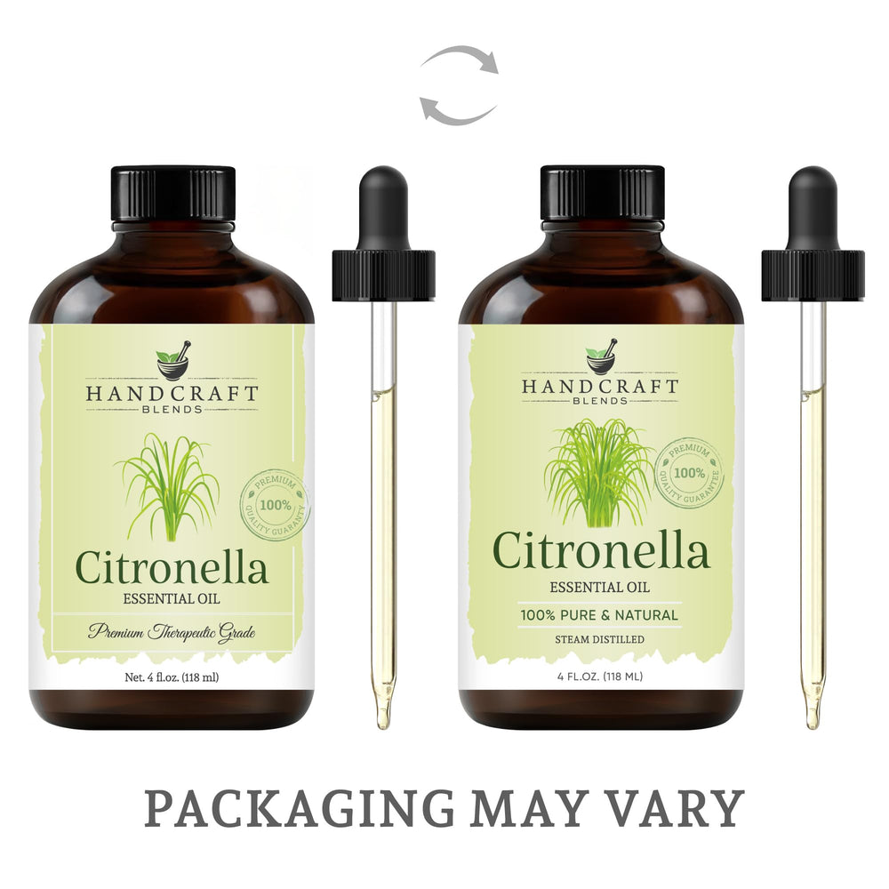 Close-up of Handcraft Blends citronella oil bottle