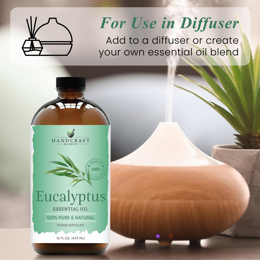 Pure eucalyptus essential oil in glass bottle