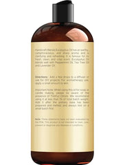 Eucalyptus essential oil blended with tea tree and lavender for aromatherapy