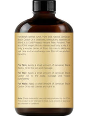 Close-up of cold-pressed Jamaican black castor oil bottle