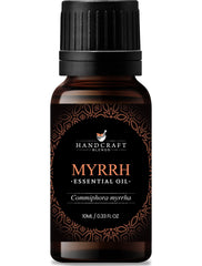 Product shot of Handcraft Blends Myrrh essential oil in an amber glass bottle