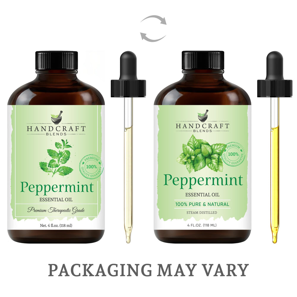 Close-up of glass dropper with peppermint essential oil