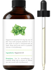 Peppermint essential oil purity label and ingredients
