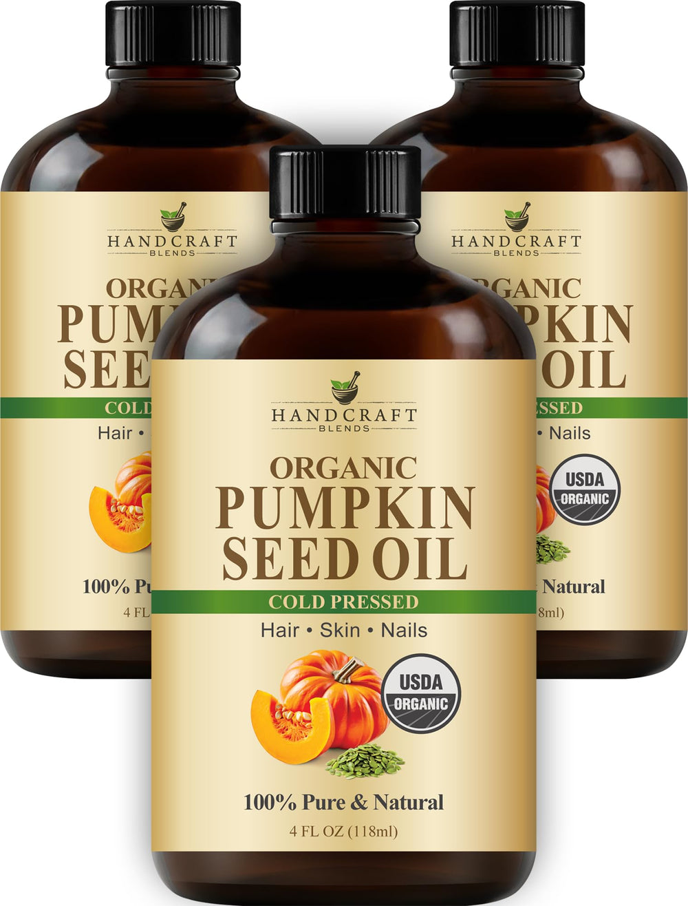 Pack of 3 Handcraft Blends Organic Pumpkin Seed Oil bottles - 4 oz each