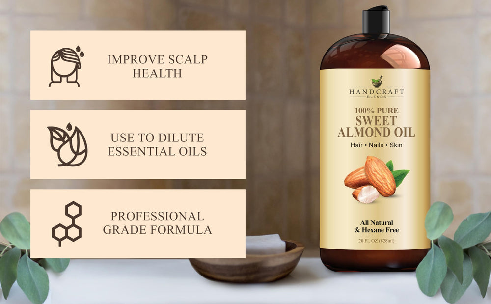 Pouring sweet almond oil into a dish