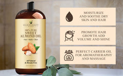USA-sourced, hexane-free almond oil bottle