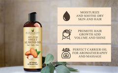 Sweet almond oil applied to hair