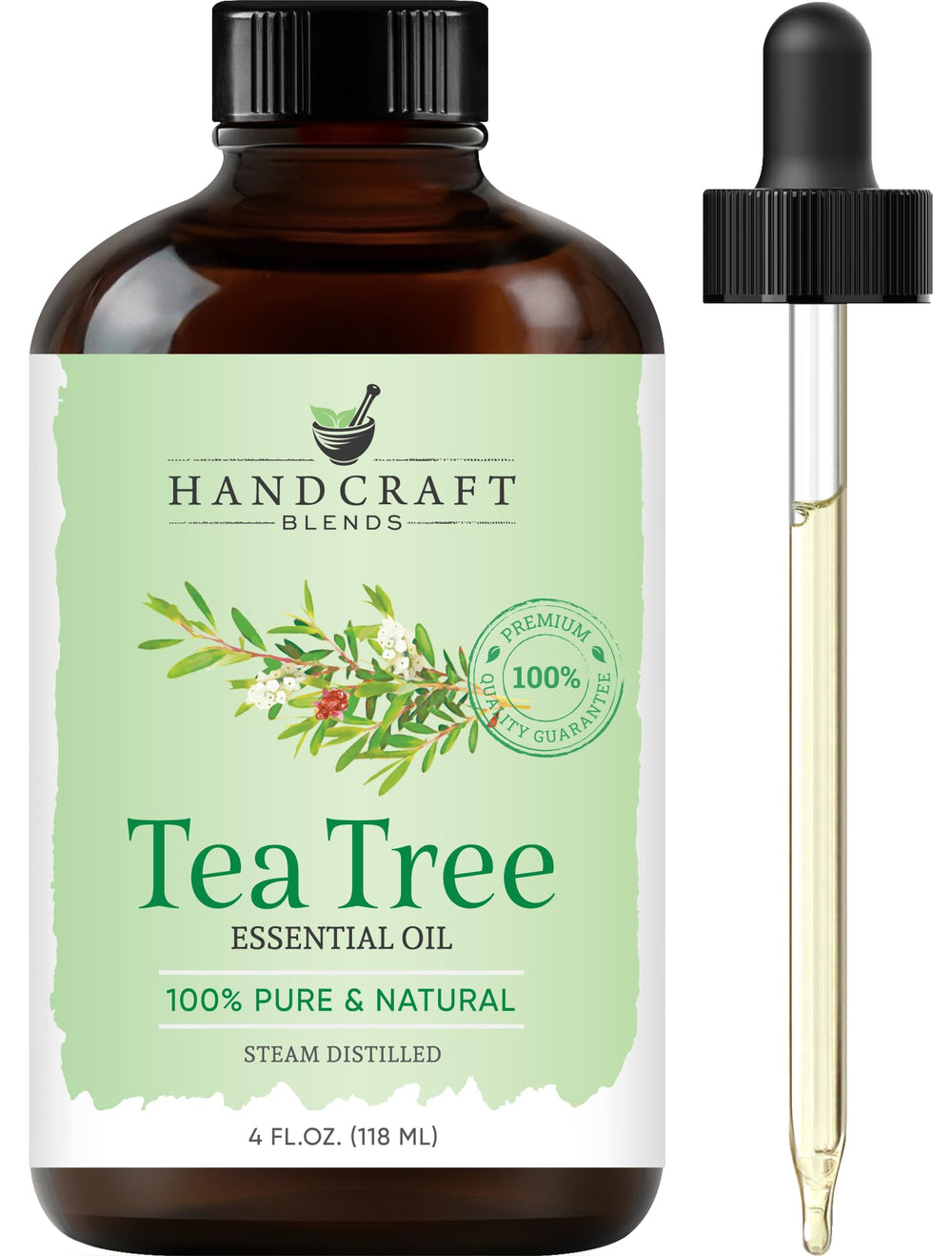Tea Tree Essential Oil 4oz amber bottle by Handcraft Blends
