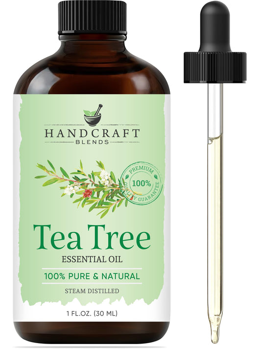 Handcraft Blends Tea Tree Oil 1oz amber glass bottle with dropper