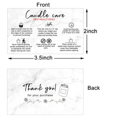 Pack of 50 3.5 x 2 inch candle care instruction cards