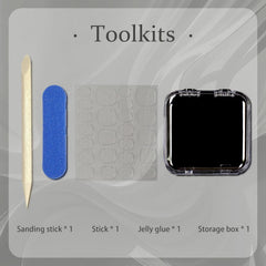 Storage box keeps nails and tools organized for easy reuse.