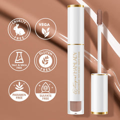 HANLADY Nude Lipstick texture closeup highlights a smooth, comfortable coating.