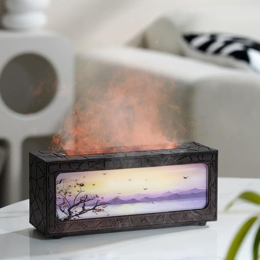 HapIntlNex wood grain diffuser front view for calming aromatherapy