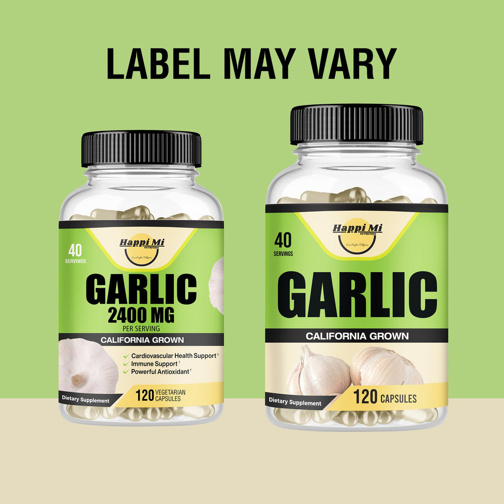 Happi Mi Garlic Capsules bottle and label