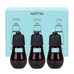 Front view of HAPPTWS 3-piece aromatherapy essential oil set