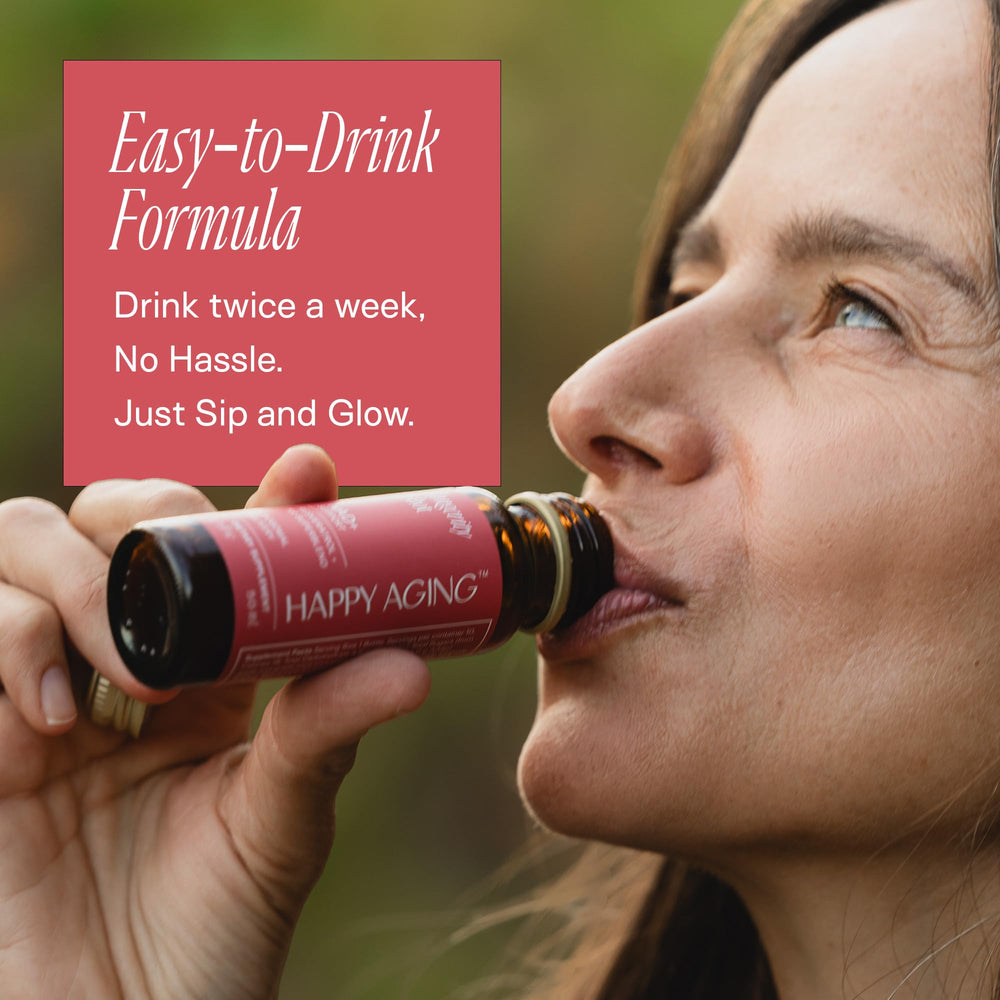 Happy Aging fruit extracts brighten and even skin tone.