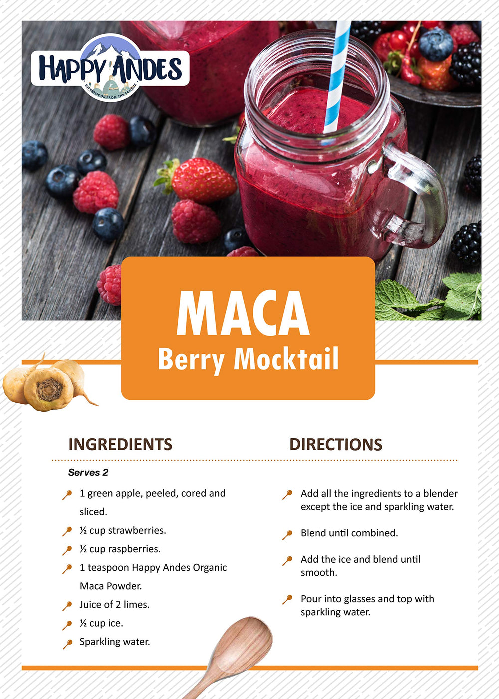 Maca powder being added to smoothie