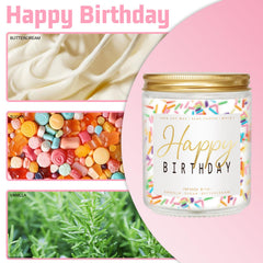 Close-up of colorful sprinkles inside the jar candle