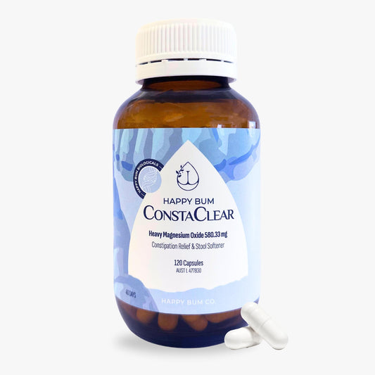Happy Bum CostaClear bottle with 120 capsules