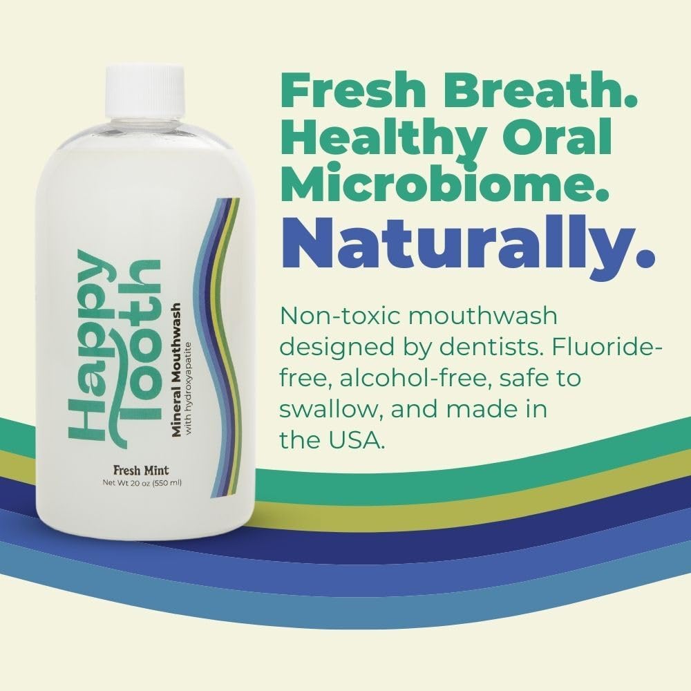 Close-up of natural ingredients hydroxyapatite peppermint oil and xylitol