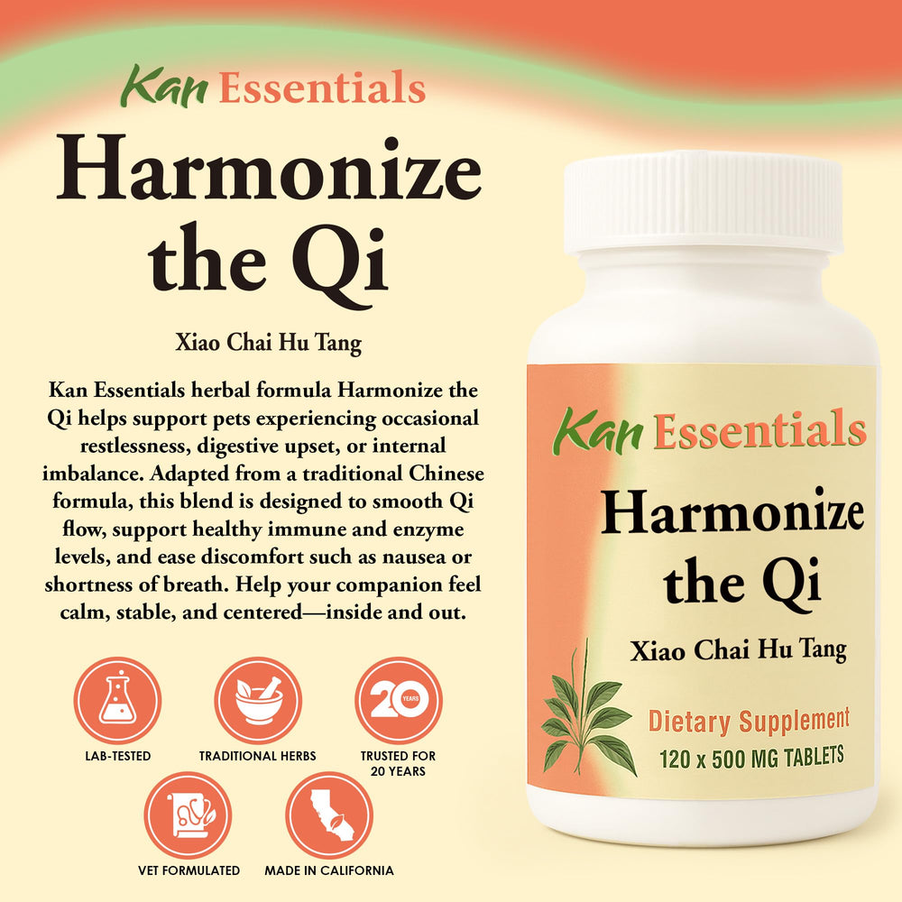 Kan Herbs Harmonize the Qi 120 Tabs bottle with sealed packaging