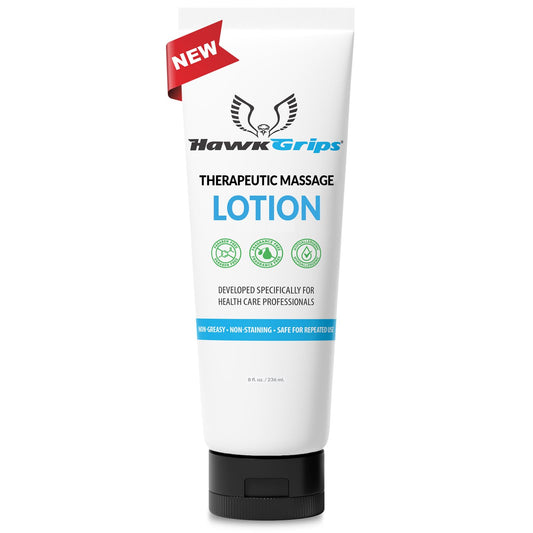 HawkGrips 8oz unscented therapeutic massage lotion bottle