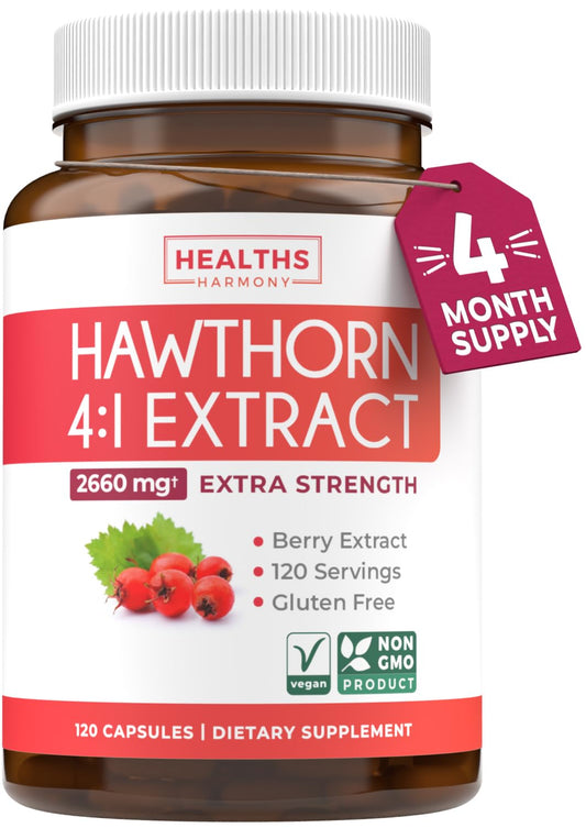 Front view of Hawthorn Berry Extract Capsules bottle