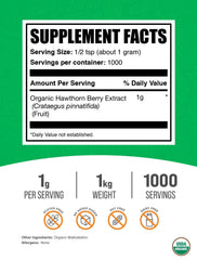 Nutrition facts for hawthorn berry extract powder