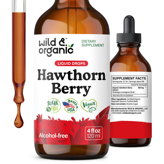 Wild & Organic Hawthorn Berry Tincture bottle, 4 oz
