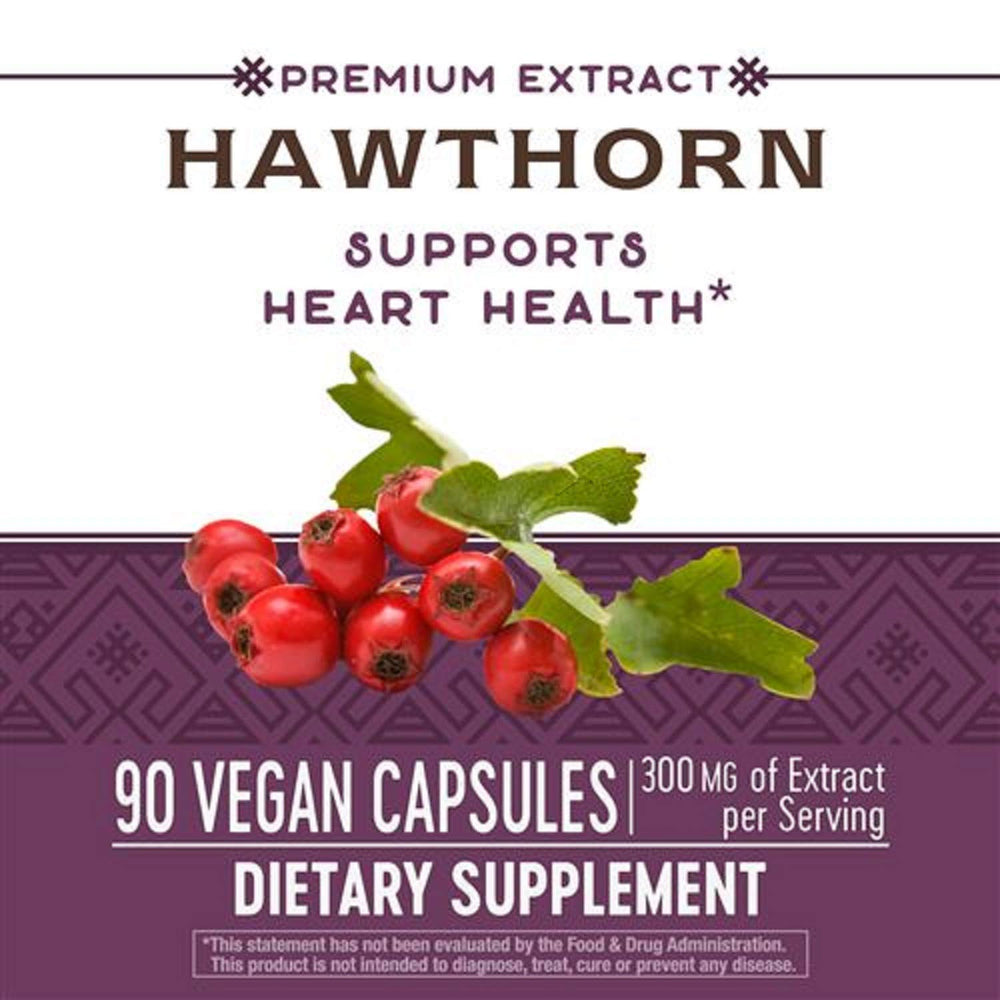 Close-up label showing vitexin content 1.8-2.2% on Hawthorn extract