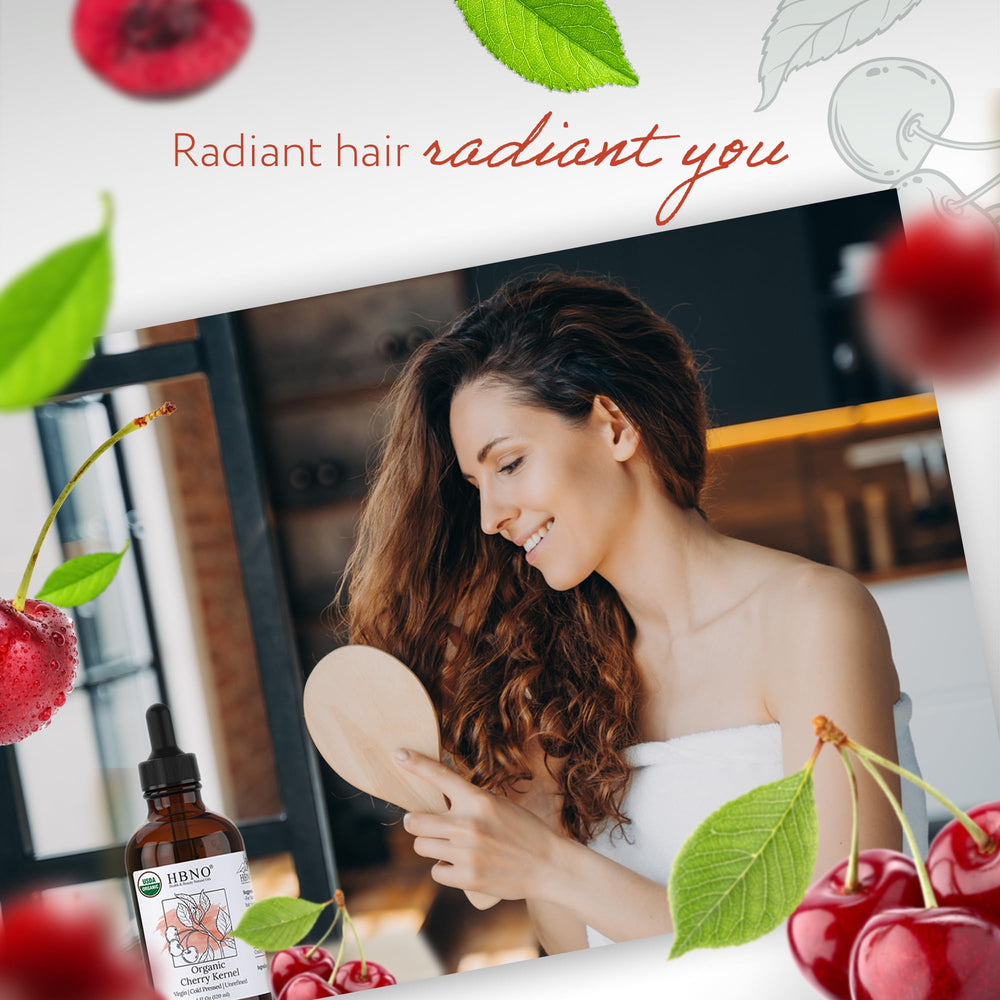 HBNO Organic Cherry Kernel Oil swatch-cream suggests easy testing for lip balms and facial oils.