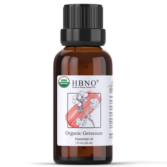 HBNO Organic Geranium Essential Oil 1 oz bottle