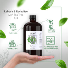 HBNO Tea Tree Oil 32 oz glass bottle – back label
