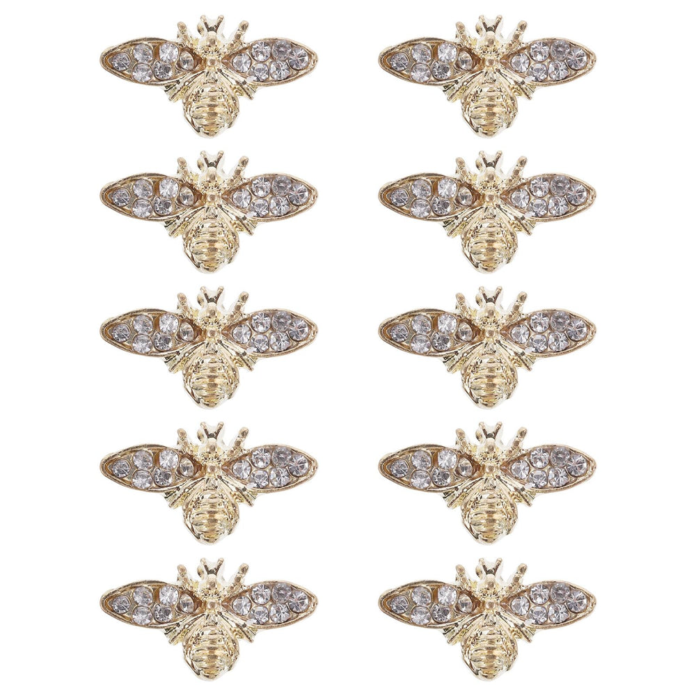Healeved Bee Nail Charm 3D alloy on natural nails adds chic retro style.