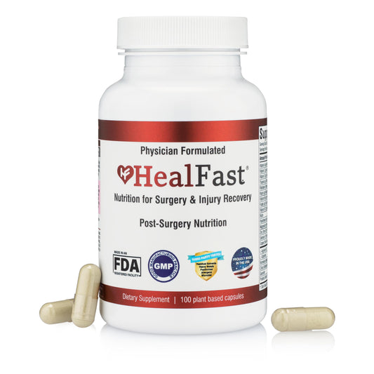 HealFast bottle and packaging for post surgery recovery
