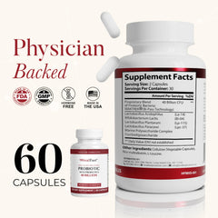 Graphic illustrating gut health benefits from HealFast Probiotic 40B CFU