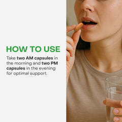Lifestyle scene with HealthyCell AM/PM supplements