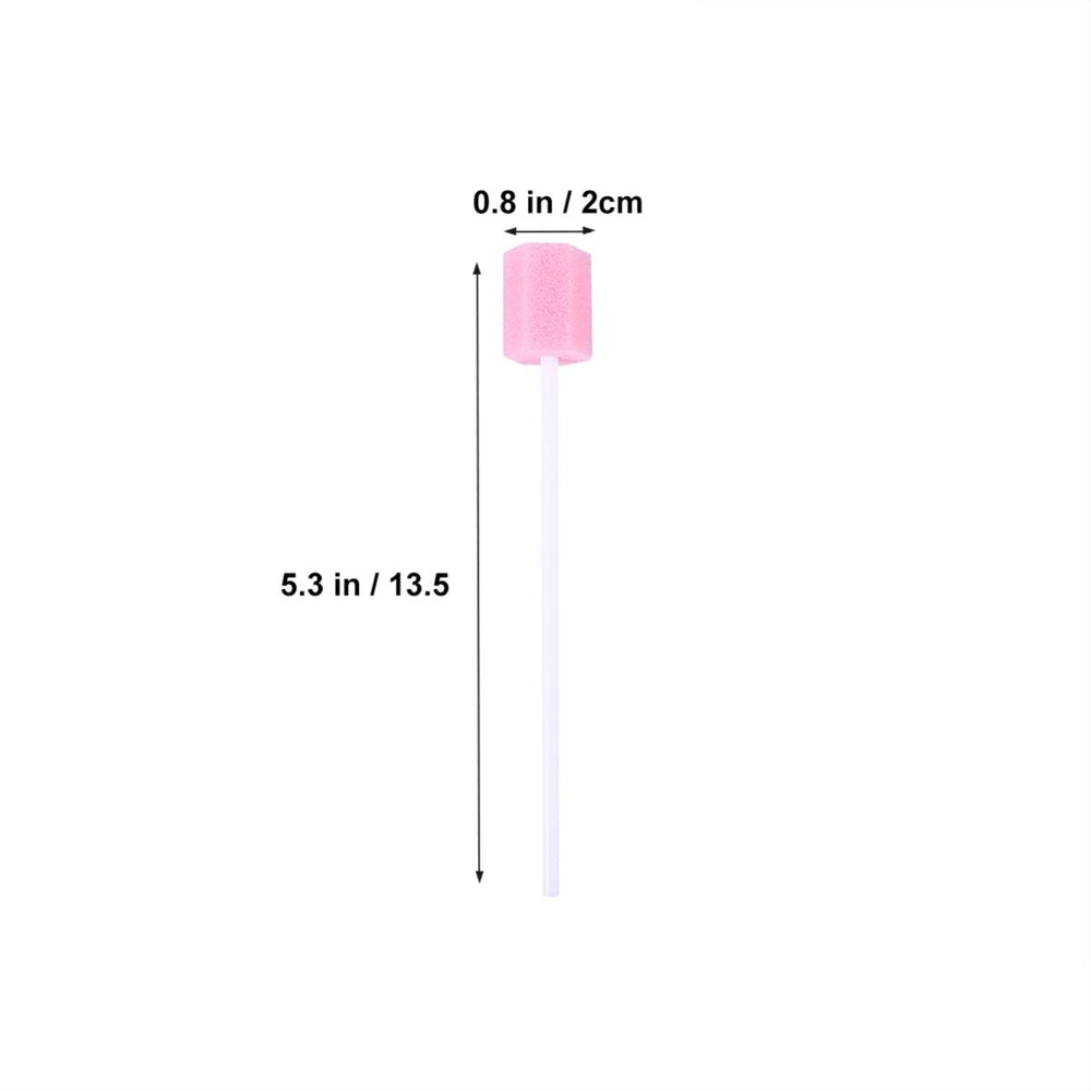 Close-up of pink disposable mouth swabs