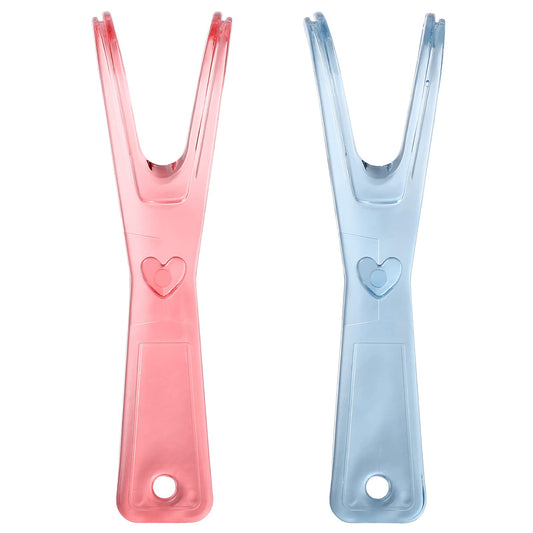 Healifty two-pack pink and blue dental floss holders