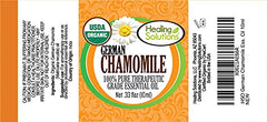 Healing Solutions German Chamomile essential oil bottle back label