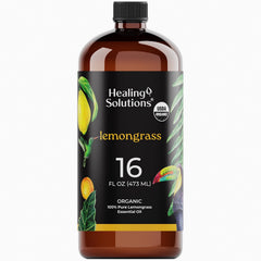 Healing Solutions Organic Lemongrass Essential Oil 16oz bulk bottle