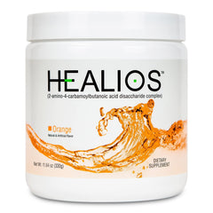 Healios powder dissolving in water into a smooth drink.