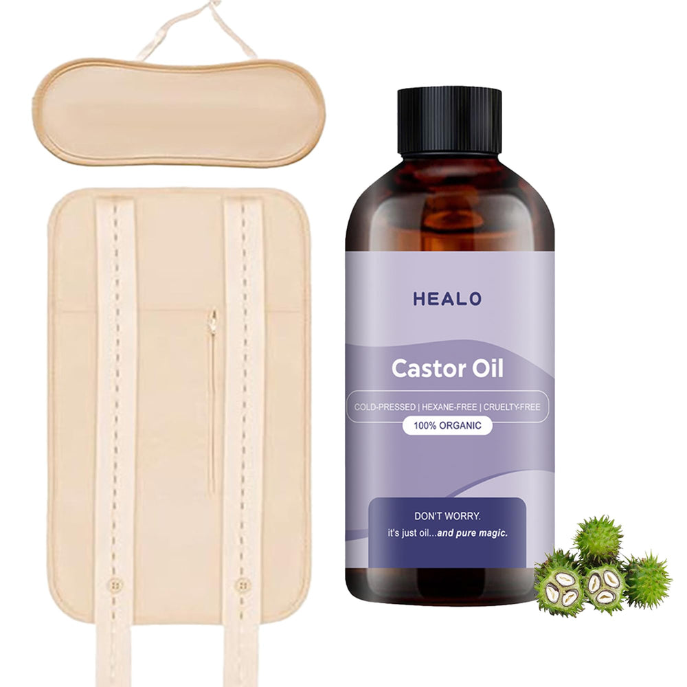 Front view of Healo Castor Oil Pack Wrap Kit