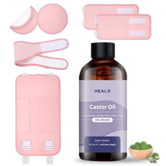 Front view of Healo Castor Oil Pack Wrap Kit